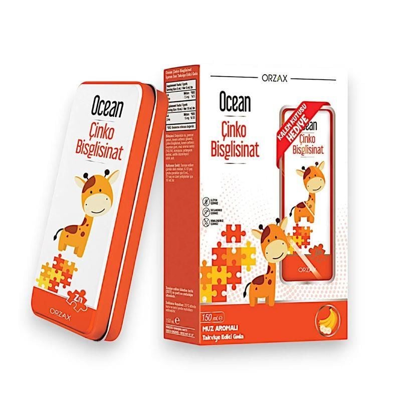 Orzax Ocean Çinko Bisglisinat Takviye Edici Gıda 150 ml Kalem Kutusu Hediyeli