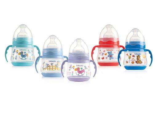 Bebedor 88322 Desenli Geniş Ağız Kulplu 150 ml Biberon