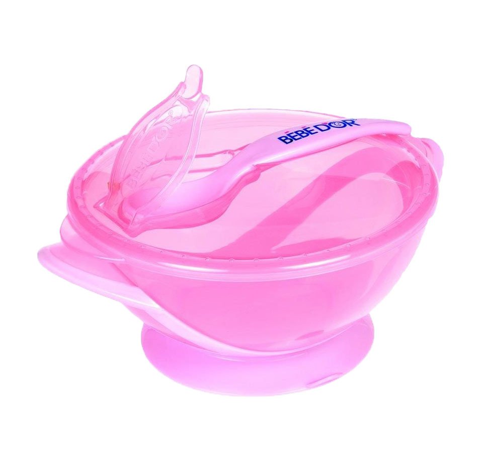 Bebedor Vakumlu Tabak ve Kaşık Pembe