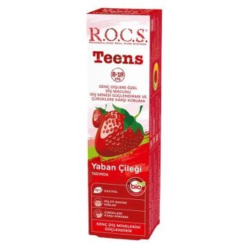 Rocs Teens Yaban Çileği Tadında 8-18 Yaş 60 ml Florürlü Çocuk Diş Macunu