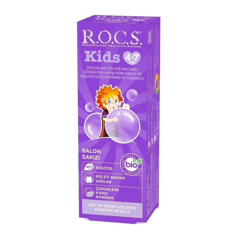 ROCS Kids 4-7 Yaş Meyveli Çocuk Diş Macunu (Balon Sakızı) 35ml