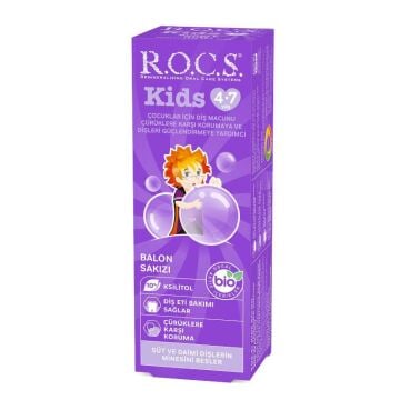 ROCS Kids 4-7 Yaş Meyveli Çocuk Diş Macunu (Balon Sakızı) 35ml
