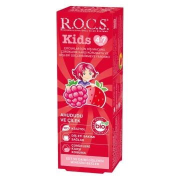 Rocs Kids 4-7 Yaş Meyveli Çocuk Diş Macunu 35ml (Ahududulu-Çilekli)