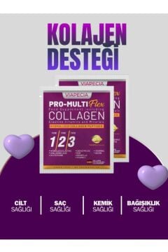 Viapecia Hidrolize Ananas Aromalı Kolajen Tip1 Tip2 Tip3 30 lu Paket 10 Gram