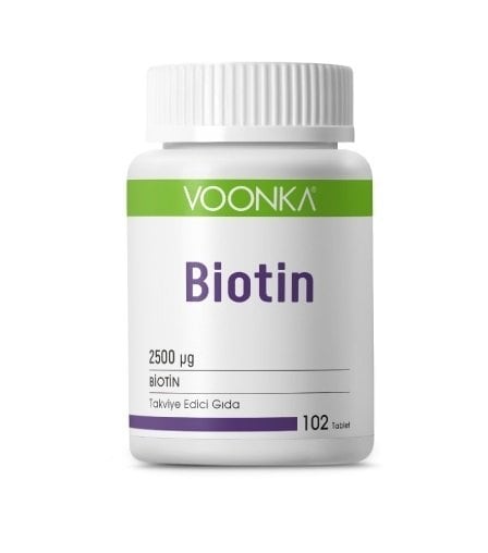 Voonka Biotin 2500 µg Takviye Edici Gıda 102 Tablet