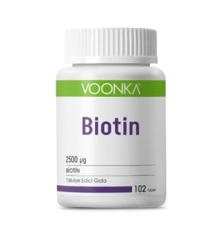 Voonka Biotin 2500 µg Takviye Edici Gıda 102 Tablet