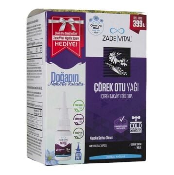 Zade Vital Çörek Otu Yağı 60 Kapsül + Nigefix Sprey 10 ml Hediye