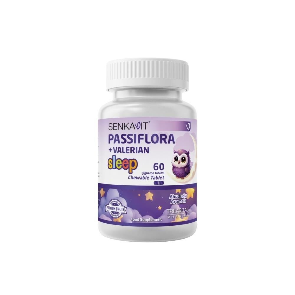 Senkavit Sleep Passiflora Valerian Ahududu Aromalı 60 Çiğneme Tableti