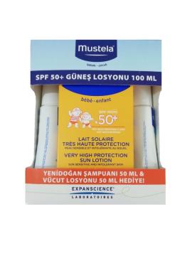 Mustela Protection Milk Spf 50+ 100 ml Shampoo & Lotion 50 ml Güneş Sütü SKT10/22