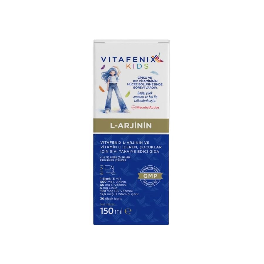 Vitafenix Çocuklar İçin 500 mg L-Arjinin İçeren C Vitaminli Sıvı Takviye Edici Gıda 150 ml