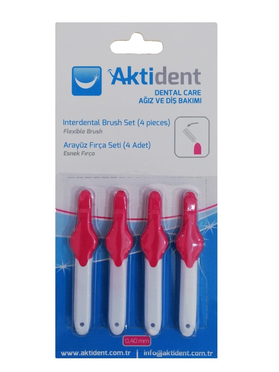 Aktident Arayüz Fırça Seti 0,40 mm Pembe 4 Adet