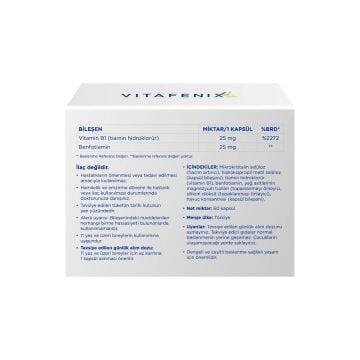 Vitafenix Vitamin B1 25MG Tiamin ve Benfotiamin 60 Bitkisel Kapsül