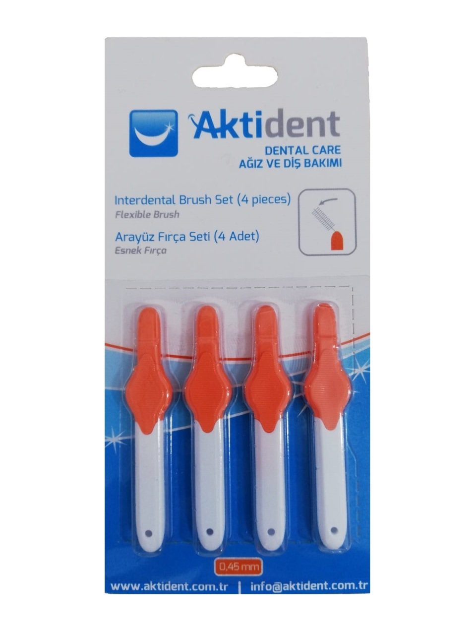 Aktident Arayüz Fırça Seti 0,45 mm Turuncu 4 Adet