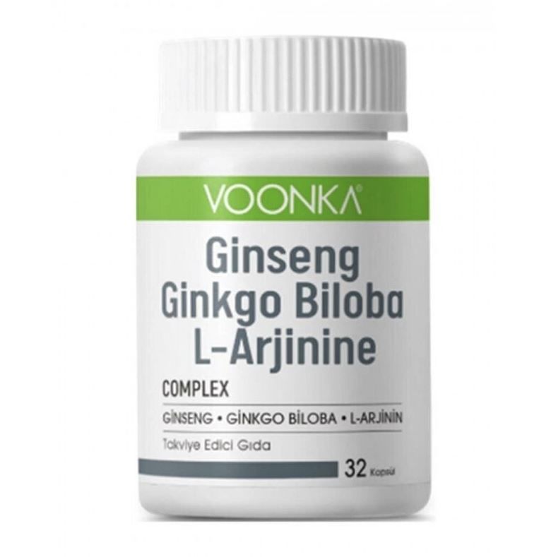 Voonka Ginseng Ginkgo Biloba L-Arginine 32 Kapsül