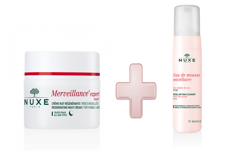 Nuxe Merveillance Expert Gece Bakım Kremi 50 ml +  Nuxe Eau De Micellaire Rose Yüz Temizleme Köpüğü 150 ml