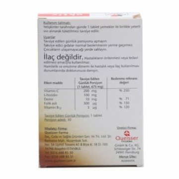 Doppelherz Aktiv Demir+Vitamin C+L-Histidin 30 Tablet