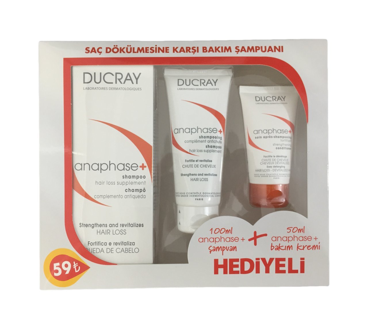Ducray Anaphase Plus 200 ml + Shampoo 100 ml + Conditioner 50 ml Set Şampuan