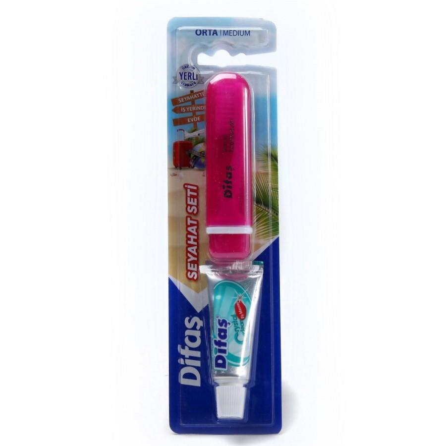 Difaş Orta Seyahat Seti Katlanır Diş Fırçası + Diş Macunu 15 ml