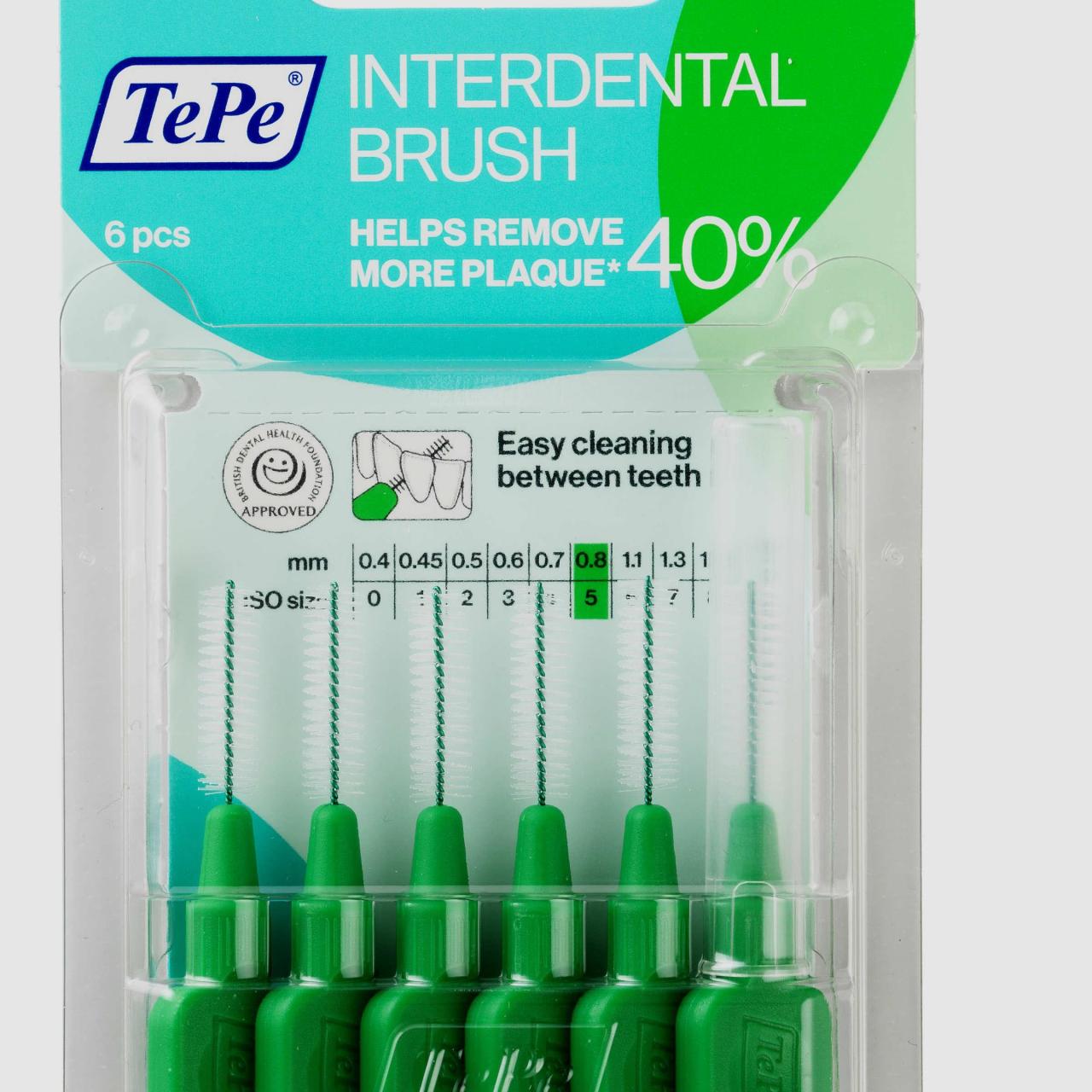 TePe Blister6 lı Yeşil 0.8 mm Ara Yüz Fırçası