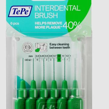 TePe Blister6 lı Yeşil 0.8 mm Ara Yüz Fırçası