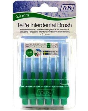 TePe Blister6 lı Yeşil 0.8 mm Ara Yüz Fırçası