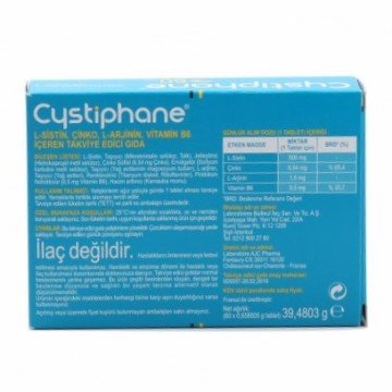 Biorga Cystiphane L-Sistin Çinko L-Arjinin Vitamin  B6 60 Tablet