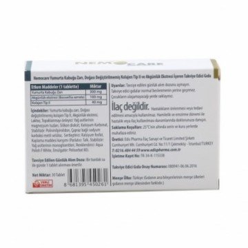 Nemocare Yumurta Kabuğu Zarı 30 Tablet