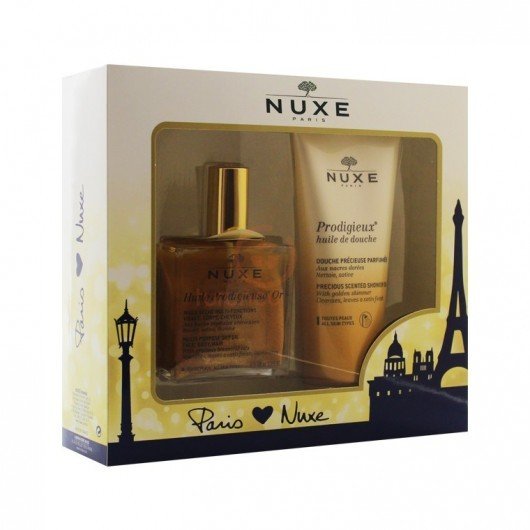 Nuxe Huile Prodigieuse Or Altın Parıltılı Kuru Yağ 100ml + Nuxe Prodigieux Huile De Douche Shower Oil Duş Yağı 200 ml