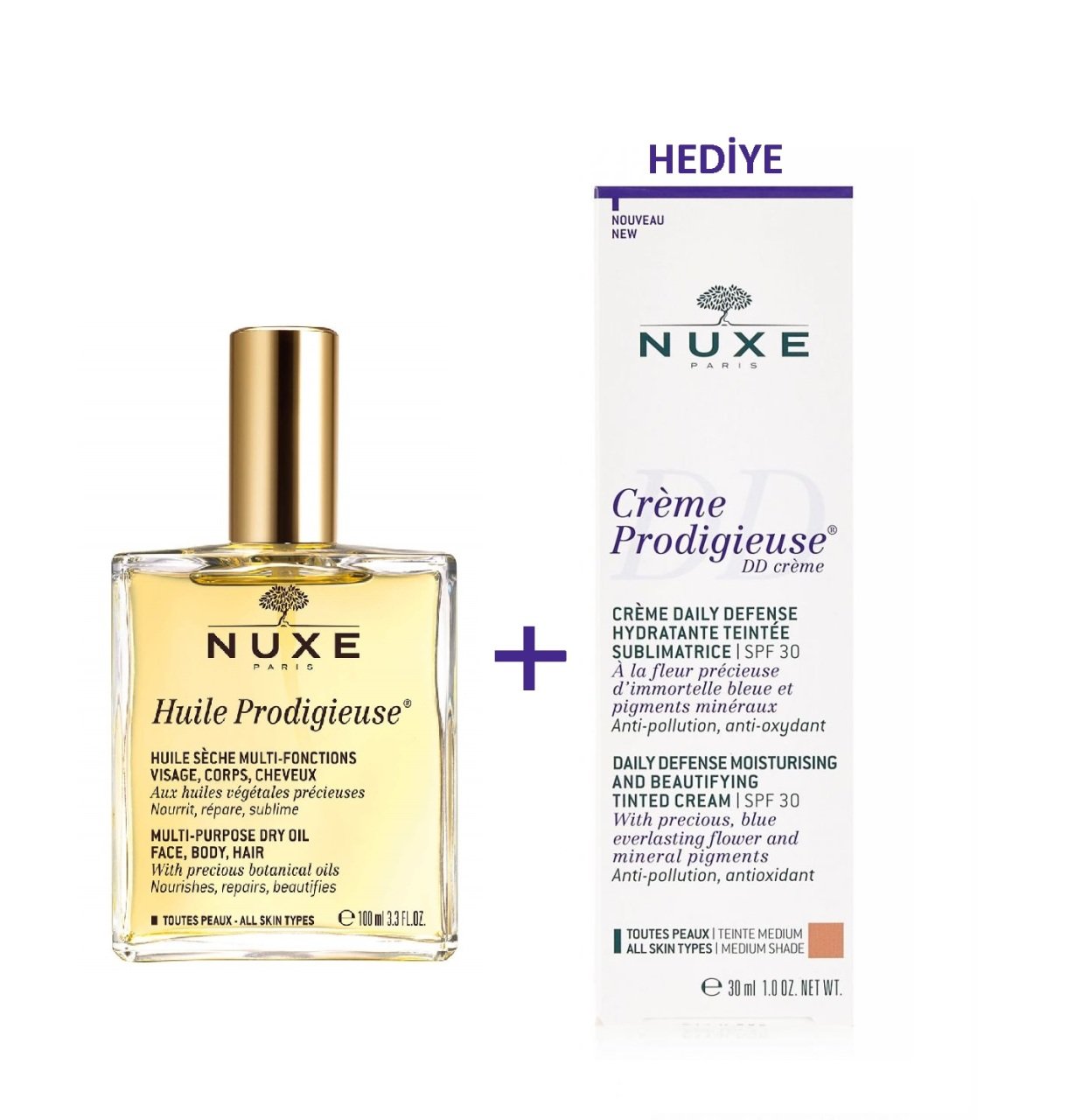 Nuxe Çok Amaçlı Kuru Yağ 100 ml | Nemlendirici Yorgunluk Giderici DD Krem SPF 30