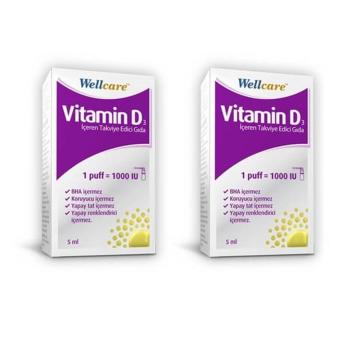 Wellcare Vitamin D3 1000 IU Sprey 2 Adet x 5 ml