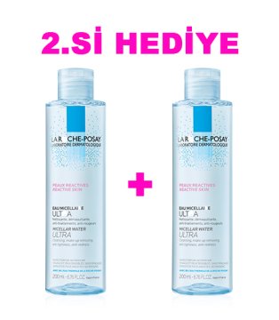 La Roche Posay Misel Su Ultra Reaktif Ciltler Yüz,Göz ve Dudak İçin Nazik Temizleyici 400 ml 2.si HEDİYE
