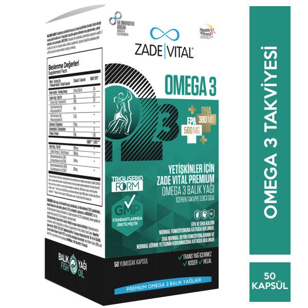Zade Vital Premium Omega 3 50 Kapsül Balık Yağ