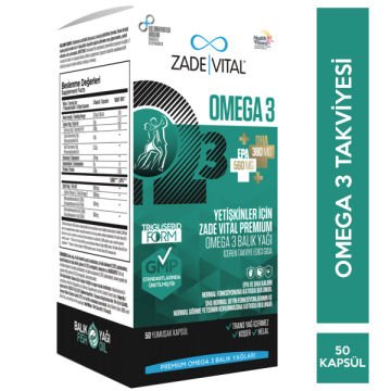 Zade Vital Premium Omega 3 50 Kapsül Balık Yağ