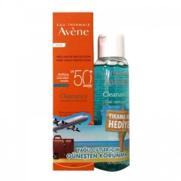 Avene Cleanance SPF 50+ Güneş Kremi 50 ml + Temizleme Jeli 100 ml HEDİYE