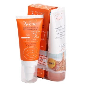 Avene SPF50+ Güneş Kremi 50ml + 3in1  Temizleme Jeli 100ml HEDİYE