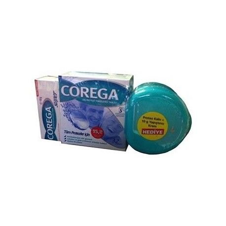 Corega Diş Protezi Temizleyici 32 Tablet Protez Kabı + 10 g Yapıştırıcı Krem HEDİYE!!!