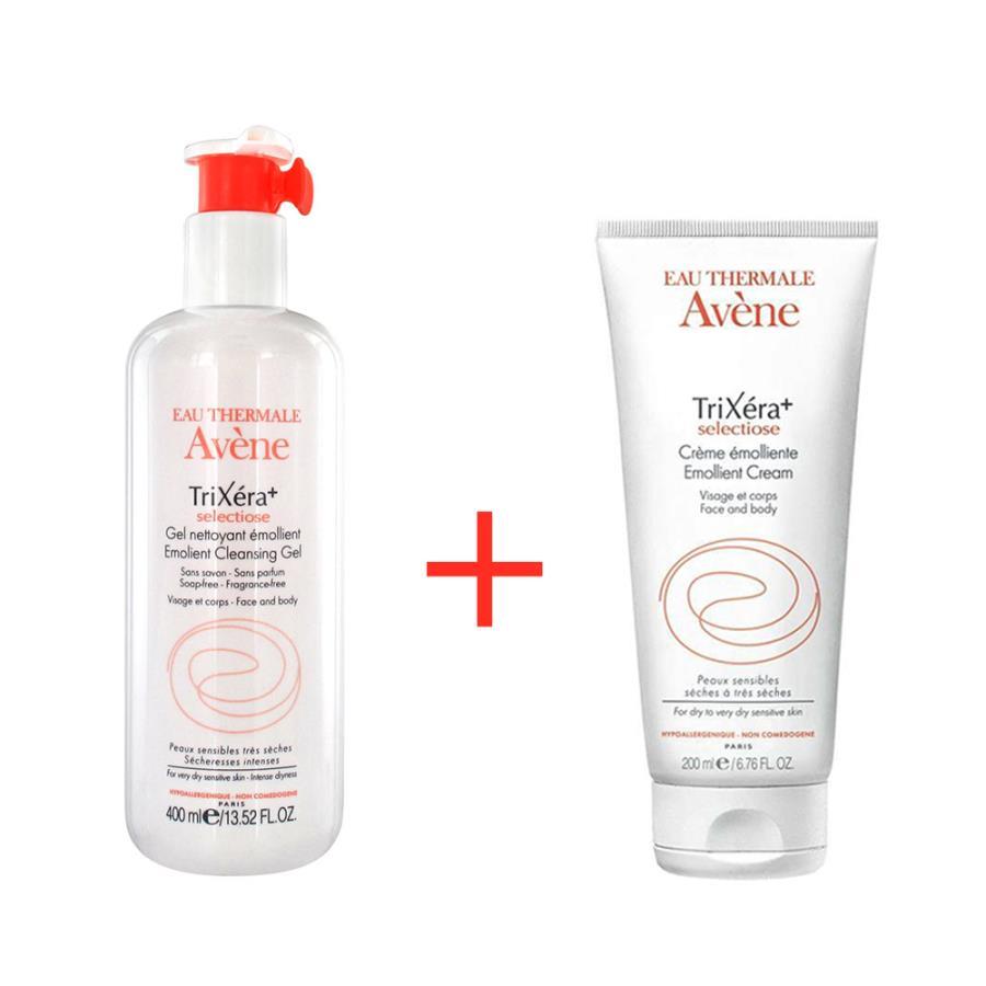 Avene Trixera Creme Emolliente (Nemlendirici) 200ml+Trixera Emolient Cleansing (Temizleyici) Gel 400ml