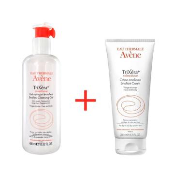 Avene Trixera Creme Emolliente (Nemlendirici) 200ml+Trixera Emolient Cleansing (Temizleyici) Gel 400ml