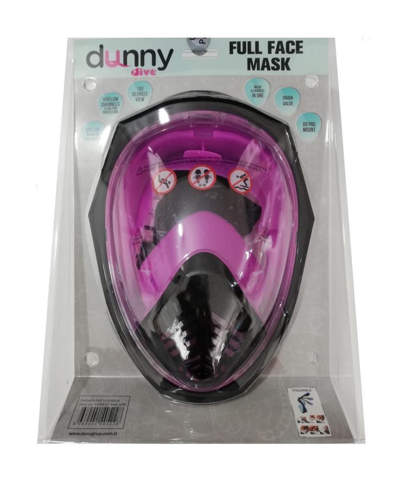 Dunny Dive Fullface Silikon Şnorkel Maske S/M Set Pembe
