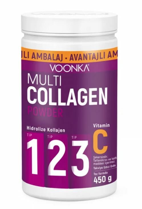 Voonka Multi Collagen Powder Hidrolize Tip 1 2 3 Kollajen Takviye Edici Gıda 450 gr