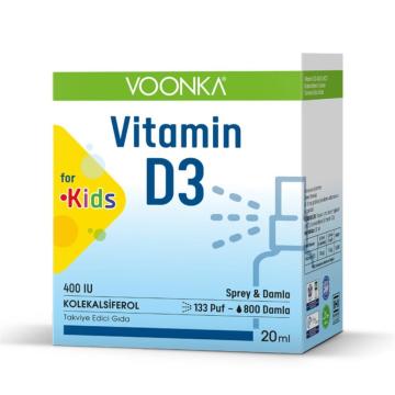 Voonka Vitamin D3 400 IU Çocuklar İçin Takviye Edici Gıda 20 ml