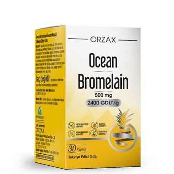 Orzax Ocean Bromelain 500 mg Takviye Edici Gıda 30 Kapsül