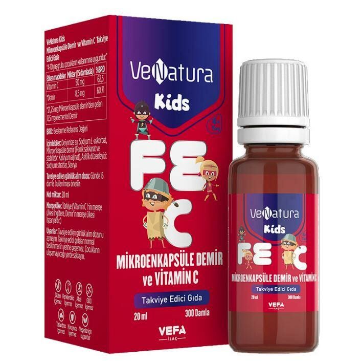 VeNatura Kids Mikroenkapsüle Demir ve Vitamin C Takviye Edici Gıda 20 ml