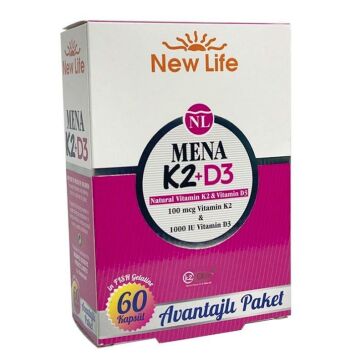 New Life Mena K2+D3 Takviye Edici Gıda 60 Kapsül
