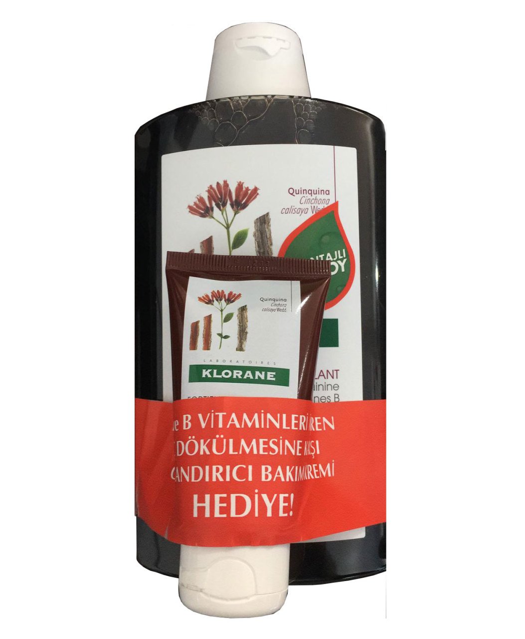 Klorane Kinin İçeren Dökülmeye Karşı Şampuan 400 ml +Klorane Kinin İçeren Bakım Kremi 50 ml Hediyeli