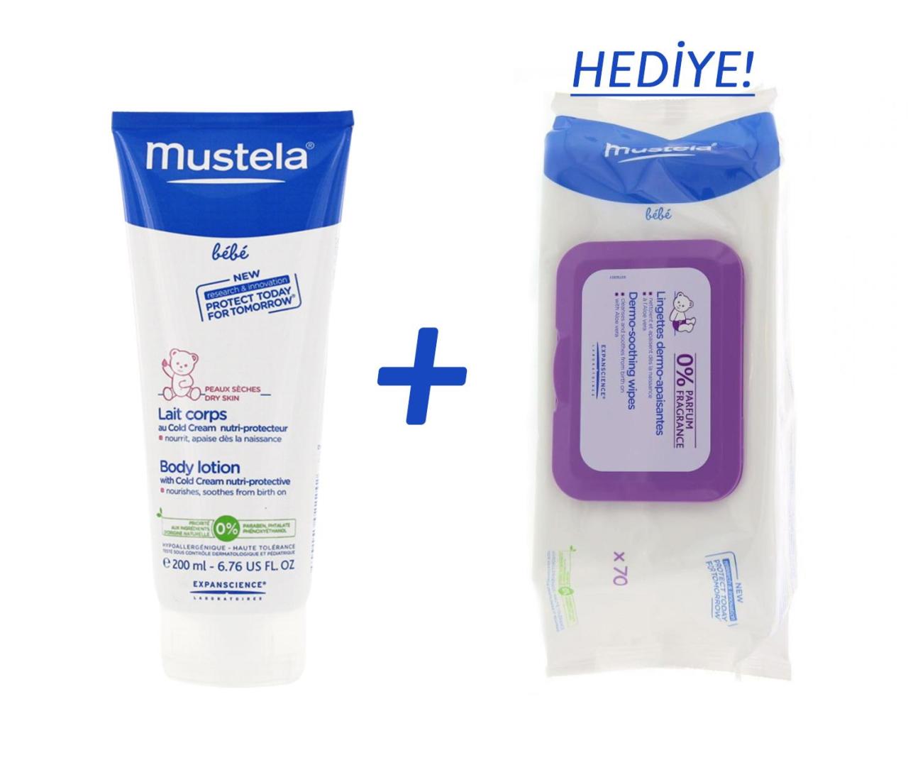 Mustela Cold Cream 200 ml Lotion+ Mustela Parfümsüz Islak Mendil Hediyeli
