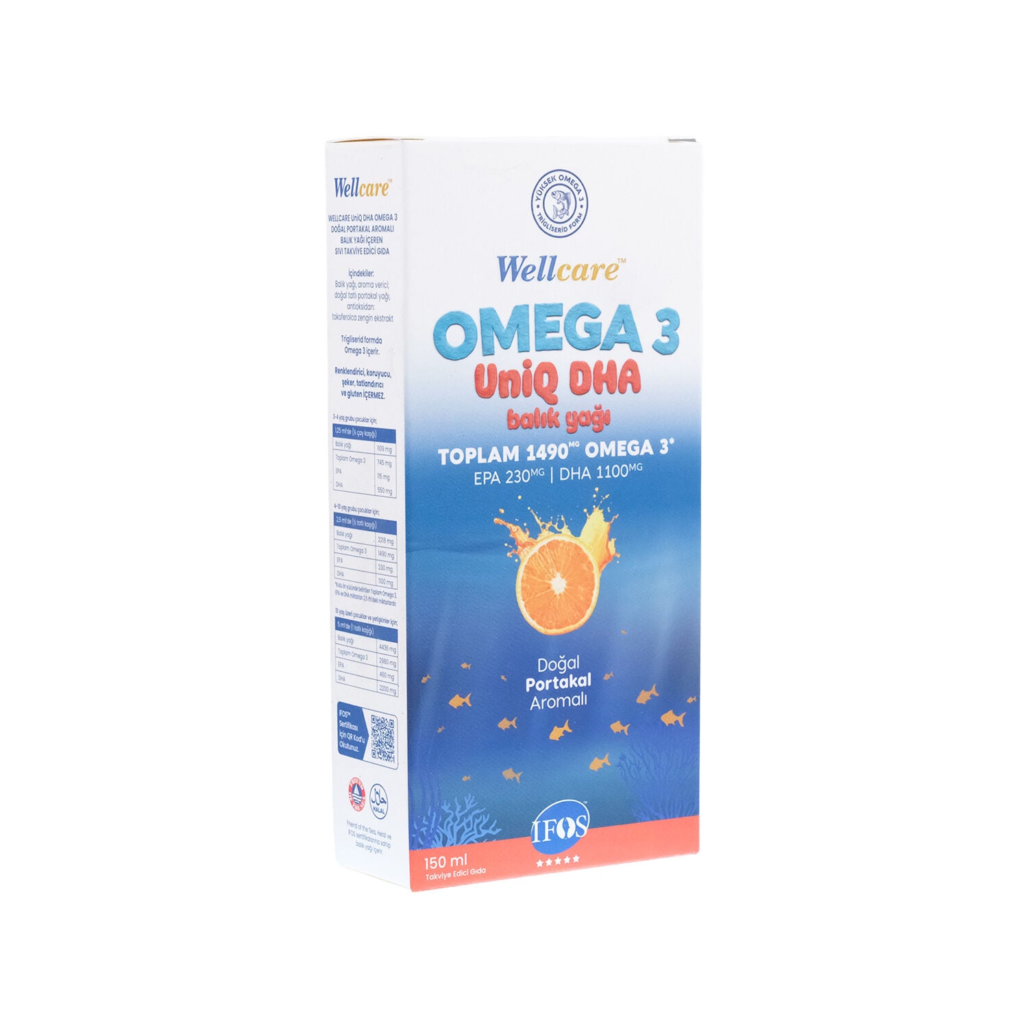 Wellcare Omega 3 Fish Oil Doğal Portakal Aromalı Balık Yağı 150 ml