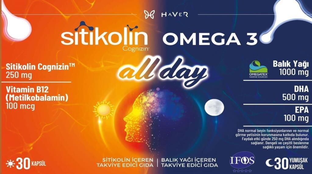 Haver Sitikolin ve Omega 3 All Day 30+30 Kapsül
