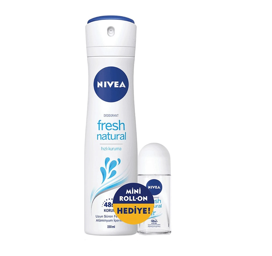 Nivea Deodorant Fresh Natural Kadın Sprey 150 ml + Nivea Roll-on 25 ML