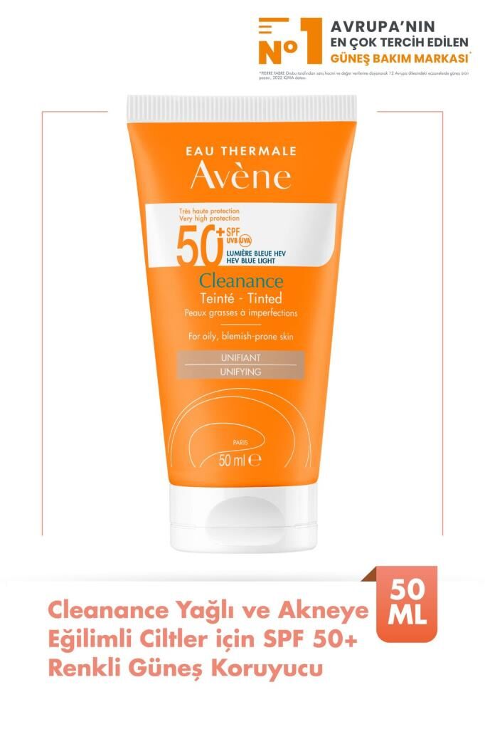 Avene Cleanance SPF50+ Yağlı ve Akneye Eğilimli Ciltler için Yüksek Korumalı Renkli Güneş Kremi 50 ml